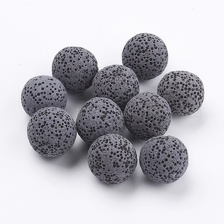 Perles de pierre de lave naturelle non cirées G-I190-16mm-B05-1