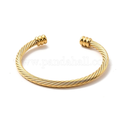 Placage ionique (ip) 304 bracelet de manchette ouvert en corde torsadée en acier inoxydable BJEW-P283-10A-G-1