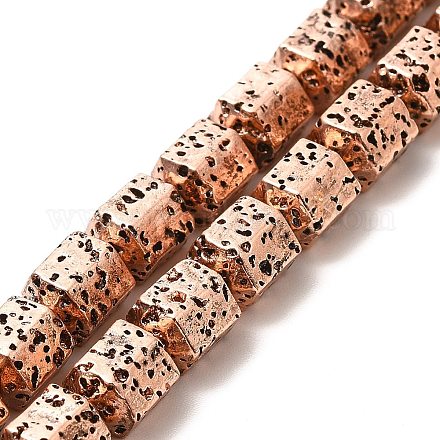Electroplated Natural Lava Rock Beads Strands G-G984-09R-1