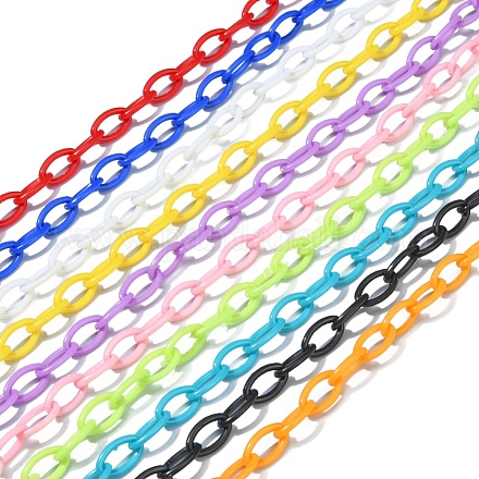 10 Stands 10 Colors Handmade Opaque Acrylic Cable Chains KY-YW0001-21-1