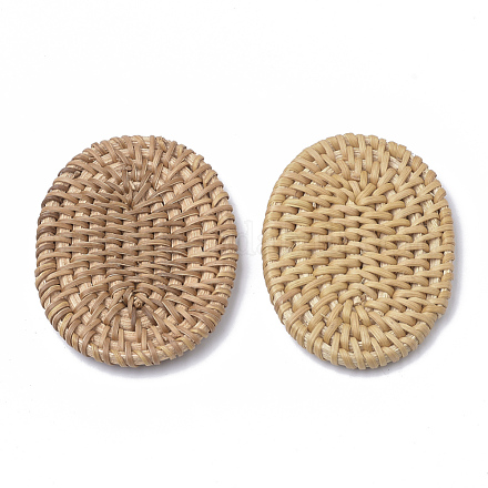 Handmade Reed Cane/Rattan Woven Beads WOVE-Q075-05-1