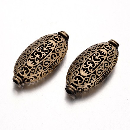 Perles ovales alliage en filigrane de style tibétain TIBEB-D037-03AB-NF-1