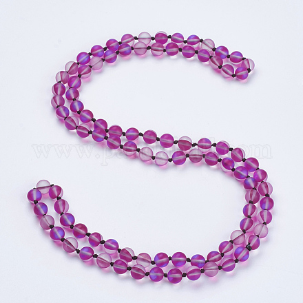 Synthetic Moonstone Beaded Multi-use Necklaces/Wrap Bracelets NJEW-K095-C11-1