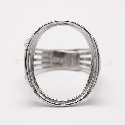 Adjustable 925 Sterling Silver Finger Ring Components STER-L051-040P-1