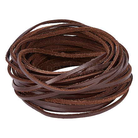 GORGECRAFT 11Yds 3mm Flat Genuine Leather Cord String Natural Leather Craft Lace Strips Full Grain Cowhide Braiding String Roll for Jewelry Making DIY Braided Bracelets Belts Keychains(Coconut Brown) WL-GF0001-07C-02-1
