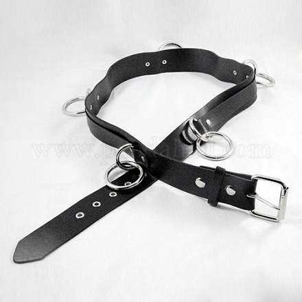 Punk Leather D Ring Belt AJEW-O019-02-1