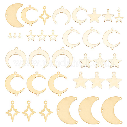 Arricraft 36 pieza 9 tamaños de dijes de lunas y estrellas KK-AR0003-15-1