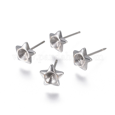 304 Stainless Steel Ear Stud Components X-STAS-F222-042-1