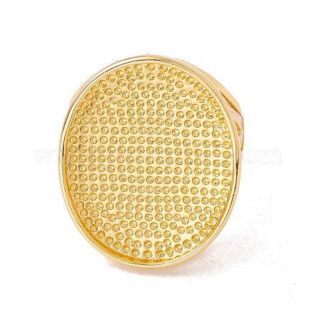 調節可能な真鍮の指指輪構成要素  オーバルパッドリングベースパーツ  カドミウムフリー＆鉛フリー  ゴールドカラー  usサイズ{12}〜usサイズ9 1/4（12mm）  3/4mm  トレイ：19~22内径 KK-G428-01G-1