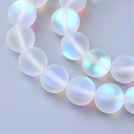 Chapelets de perles en pierre de lune synthétique G-R375-6mm-A13-1