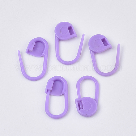 プラスチック編みかぎ針編みのロックステッチマーカーホルダー  紫色のメディア  21x11x3mm  穴：8x10mm  約200個/袋 TOOL-R028-14-1