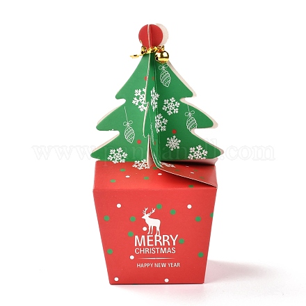 Рождественские тематические бумажные складные подарочные коробки CON-G012-02B-1