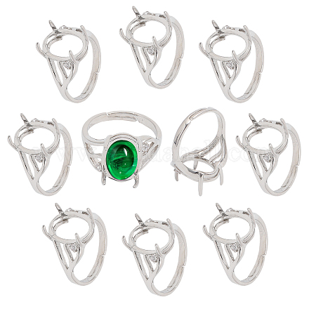 Chgcraft 10 pieza de anillo de platino con 4 garras en blanco KK-CA0002-19-1