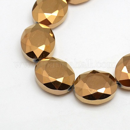 Chapelets de perles ovales de cristal à facettes en verre électrolytique EGLA-F059C-01-1