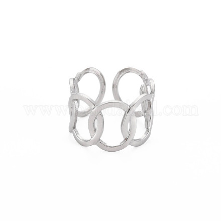 304 Stainless Steel Interlocking Oval Open Cuff Ring RJEW-S405-147P-1
