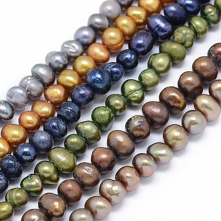 Brins de perles de culture d'eau douce colorées naturelles PEAR-L021-05-01-1