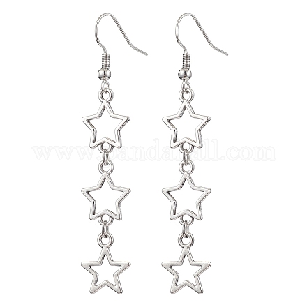 Boucles d'oreilles pendantes en alliage creux étoile pour femmes EJEW-JE05628-1