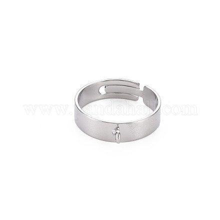 真鍮製の調整可能な指輪のセッティング  ループリングベース  カン付き  ニッケルフリー  プラチナメッキ  usサイズ6 3/4(17.1mm) KK-N232-289P-1