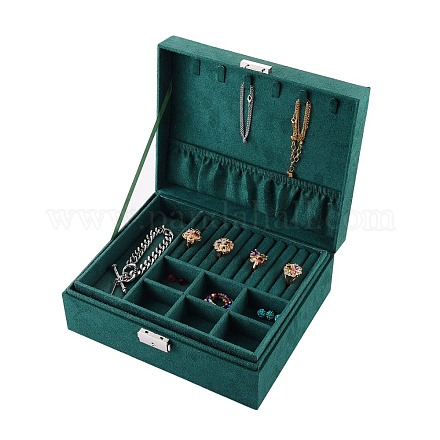 Boîtes à bijoux en velours et bois VBOX-I001-02C-1