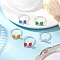 Glass Bead Finger Rings, Bowknot, with Shell Pearl Bead, Mixed Color, Inner Diameter: 19mm
