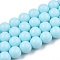 Opaque Solid Color Glass Beads Strands, Round, Light Sky Blue, 6~6.5mm, Hole: 1.4mm, about 67~70pcs/strand, 14.76 inch~15.16 inch(37.5~38.5cm)