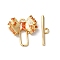 Brass Toggle Clasp, with Glass, Bowknot, Golden, Orange, 18.5x18x5mm, Bar: 4.5x20x1.5mm, Hole: 1mm