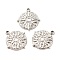 Non-Tarnish 201 Stainless Steel Pendants, Textured, Flat Round with Sun, Stainless Steel Color, 22x19x2mm, Hole: 1.8mm