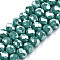 Electroplate Glass Beads Strands, Pearl Luster Plated, Faceted, Rondelle, Green, 8x6mm, Hole: 1~1.4mm, about 60~62pcs/strand, 39~40cm