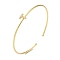 Rack Plating Brass Micro Pave Clear Cubic Zirconia Letter Open Cuff Bangles, Torque Bangles for Women, Real 18K Gold Plated, Lead Free & Cadmium Free, Letter T, Inner Diameter: 1-7/8x2-1/4 inch(4.8x5.8cm)