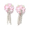 Handmade Polymer Clay Rhinestone Beads, Flower, with Resin and ABS Imitation Pearl and Iron Beads, Pearl Pink, 50~55x26~26.5x14.5~15mm, Hole: 1.6~1.8mm