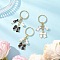 3Pcs 3 Styles Alloy Enamel & Glass Imitation Pearl Keychains, with Iron Split Key Rings, Bowknot, Golden, Mixed Color, 70.5mm