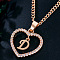 Alloy Crystal Rhinestone Heart with Initial Pendant Necklaces, Rose Gold, Letter D, 16.93 inch(43cm)