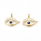 Brass Micro Pave Cubic Zirconia Pendants, with Enamel, Eye, Real 18K Gold Plated, Clear, 17.2x25.5x4.5~5mm, Hole: 2.5x5mm