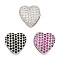 Brass Micro Pave Cubic Zirconia Slide Charms, Long-Lasting Plated, Heart, Platinum, 12x11.5x5.5mm, Hole: 1.5x3mm and 10x1.5mm
