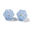 Handmade Polymer Clay Rhinestone Beads, with Acrylic, Round with Flower, Cornflower Blue, 19.5~23.5mm, Hole: 1.8mm