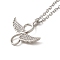 Brass Rhinestone Pendant Necklaes, Stainless Steel Necklaces, Wings, Stainless Steel Color, 16.61 inch(42.2cm)