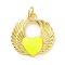Rack Plating Brass Enamel Pendants, with Jump Ring, Long-Lasting Plated, Real 18K Gold Plated, Cadmium Free & Lead Free, Wing with Heart Charm, Yellow, 20.5x19x3.5mm, Jump Ring: 5x0.8mm, Inner Diameter: 3.5mm