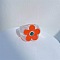 Resin Finger Rings for Women, Flower, with Rhinestone, Clear, Inner Diameter: 17mm