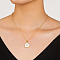 Brass Pave Cubic Zirconia Flower Shape Pendant Necklaces for Women, with Shell, Golden, 17.32 inch(44cm)