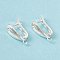 Brass Hoop Earring Findings with Latch Back Closure, with Horizontal Loops, Teardrop, Cadmium Free & Lead Free, Long-Lasting Plated, 925 Sterling Silver Plated, 19.5x11x5mm, Hole: 1.2mm, Pin: 0.9mm