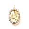 Brass Micro Pave Cubic Zirconia Pendants, Real 18K Gold Plated, Oval with Letter Charms, Letter Q, 18.5x11x3.5mm, Hole: 2x1.5mm