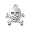 Alloy Pendants, with Glass Rhinestone, Skull, Platinum, 25x21x3mm, Hole: 2mm