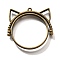 Alloy Open Back Bezel Pendants, For DIY UV Resin, Epoxy Resin, Cadmium Free & Nickel Free & Lead Free, Cat Shape, Antique Bronze, 32x33x3.5mm, Hole: 1.5mm