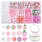 DIY Polymer Clay Bracelets Beads Jewelry Making Kits, Pink, Beads: 335pcs/set