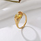 304 Stainless Steel Cubic Zirconia Finger Rings, Special-Interest, Fashionable, for Women, Gold, US Size 7(17.3mm)