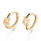 Brass Cubic Zirconia Hoop Earrings, Tortoise, Real 18K Gold Plated, 16.5x7.5x18.5mm