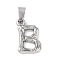 Non-Tarnish 304 Stainless Steel Pendants, Bamboo Style, Stainless Steel Color, Letter.B, 18x12x3mm, Hole: 3x7mm