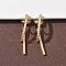 Brass Micro Pave Clear Cubic Zirconia Stick Clip-on Earrings, Long-Lasting Plated, Nickel Free, Real 18K Gold Plated, 34x9x18mm
