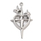 Silver Alloy Pendants, Heart, 30.5x17.5x8mm, Hole: 1.2mm