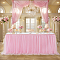 Polyester Table Skirt, Birthday Party Table Decoration, Pink, 1850x770x1~3.5mm